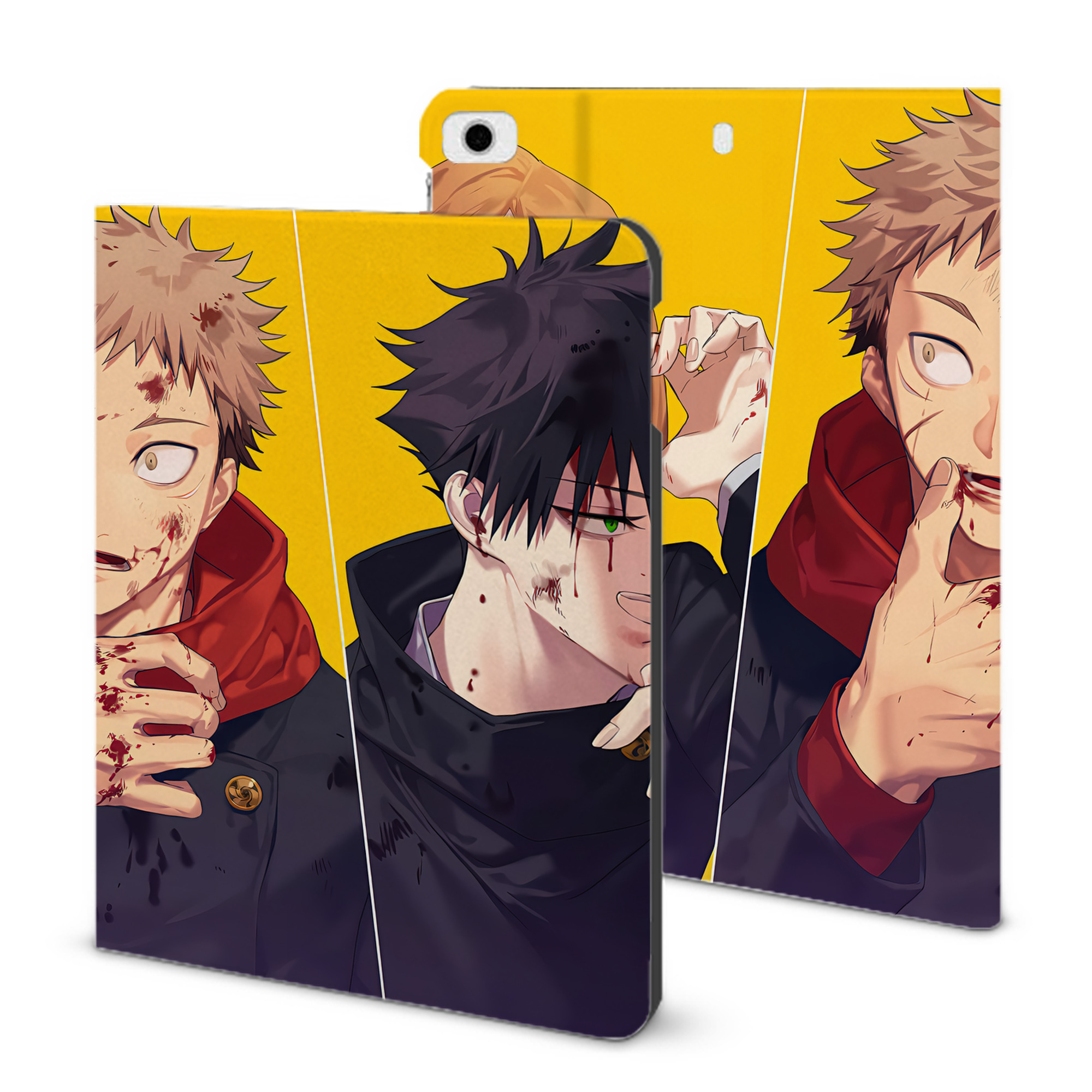 （画像用） 呪術廻戦 Jujutsu Kaisen IPad ケース ブック型 PUレザー TPU 耐衝撃 軽量 薄型 ペン収納なし 全面保護 IPad 各モデル対応